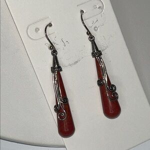 NWOT Genuine Sea Coral Sterling Silver Designer Earrings